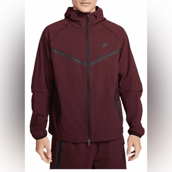 Nike Other - Nike Tech Woven Jacket Full Zip Hooded HM7151-652  Burgundy $145 Men's L Large